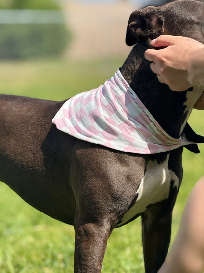 Pink & White, Adjustable hemp-lined dog bandana – breathable and lightweight