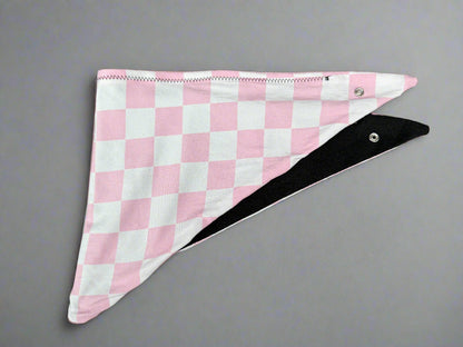 Pink & White, Adjustable hemp-lined dog bandana – breathable and lightweight