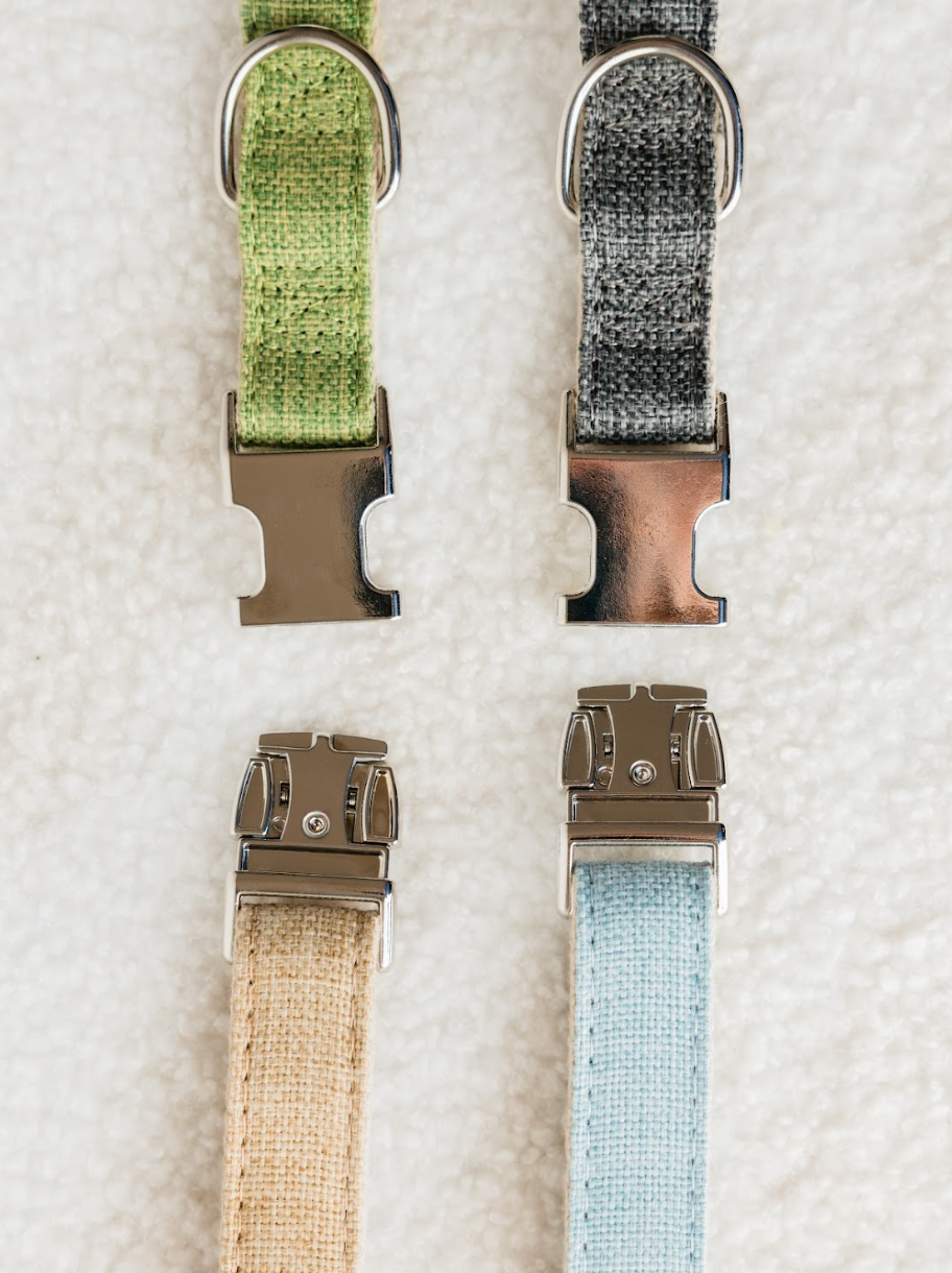 Natural hemp dog collar in tan – eco-friendly, adjustable, and durable
Eco-friendly hemp dog collar in carbon gray – sustainable and minimal
Green hemp dog collar for dogs – comfortable and plant-based
Aqua hemp collar for dogs – breathable, lightweight, and plastic-free